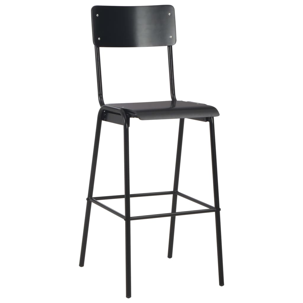  Barové stoličky 2 ks, čierne, masívna preglejka a oceľ