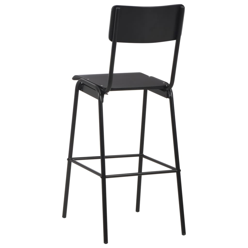  Barové stoličky 2 ks, čierne, masívna preglejka a oceľ