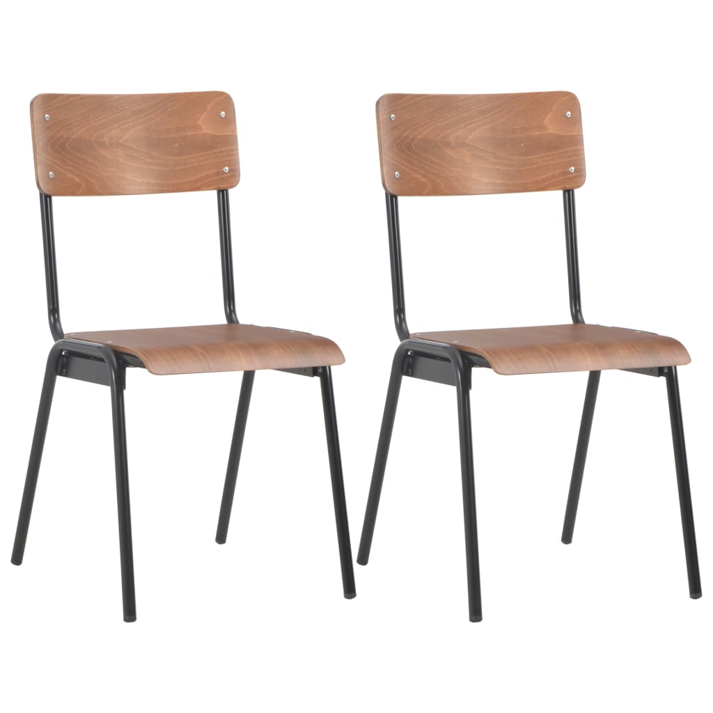 10: vidaXL spisebordsstole 2 stk. massivt krydsfinér stål brun