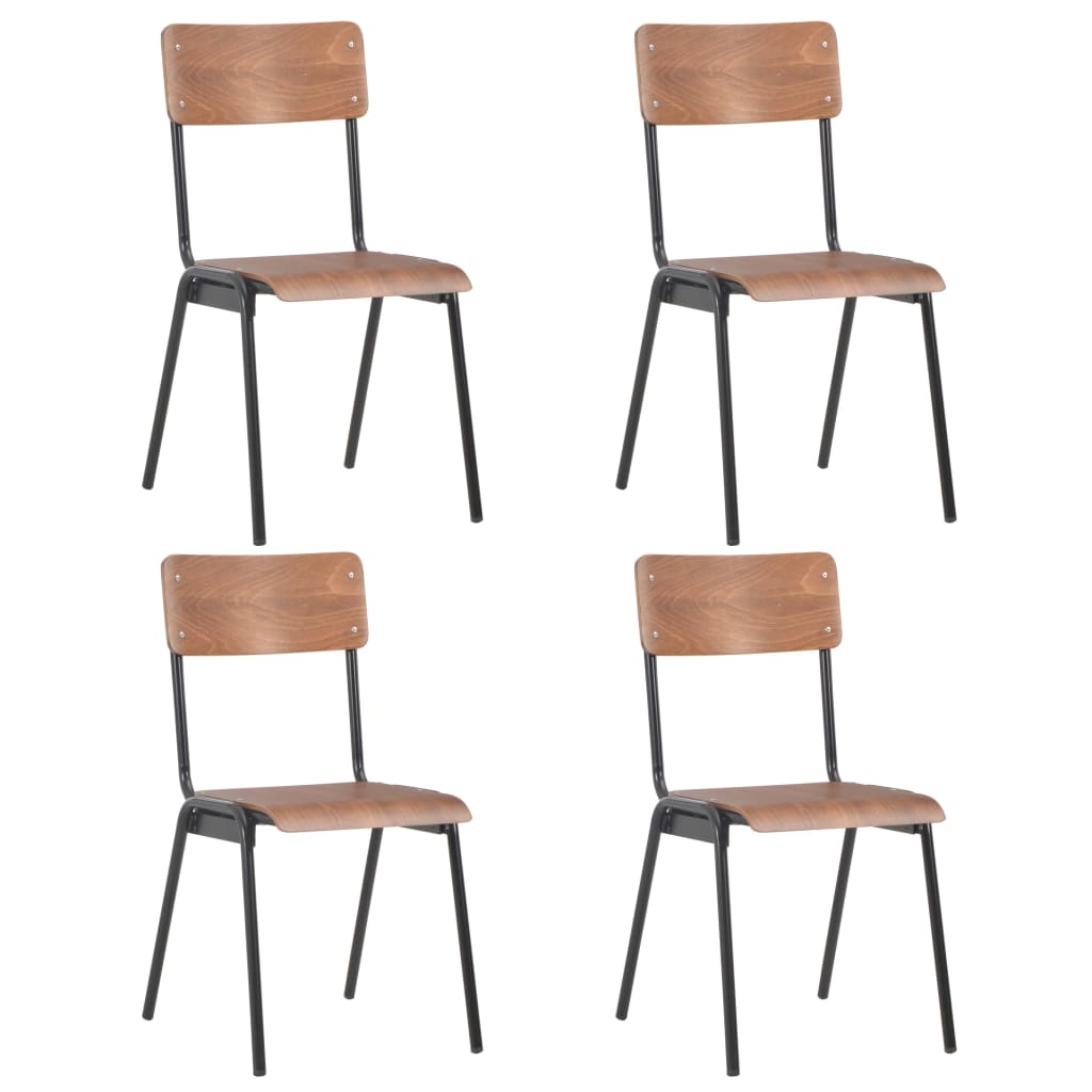 4: vidaXL spisebordsstole 4 stk. massive krydsfiner og stål brun
