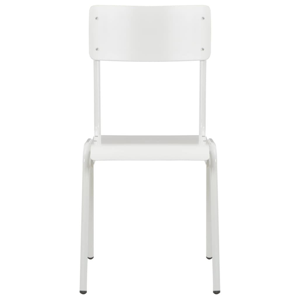 vidaXL Sillas de comedor 2 uds madera contrachapada y acero blanco