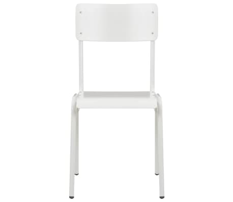 vidaXL Dining Chairs 2 pcs White Solid Plywood Steel
