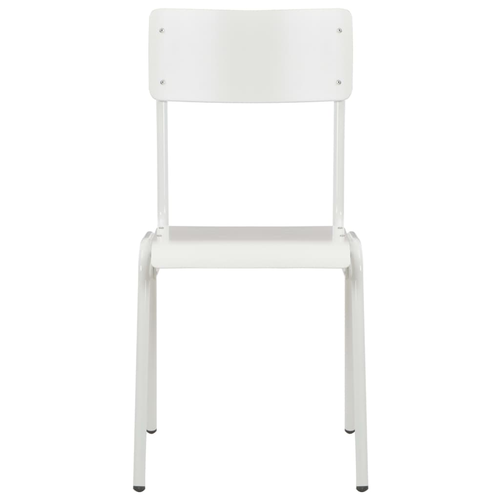 vidaXL Dining Chairs 4 pcs White Solid Plywood Steel