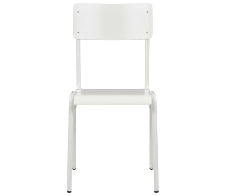 vidaXL Καρέκλες Τραπεζαρίας 4 τεμ. Λευκές Μασίφ Κόντρα Πλακέ/Ατσάλι