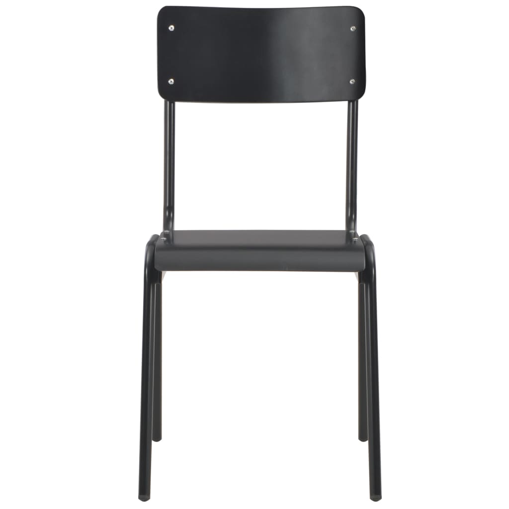 vidaXL Трапезни столове, 2 бр, черни, твърд шперплат, стомана