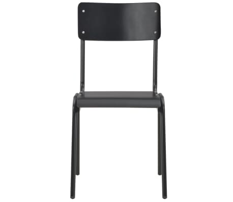 vidaXL Трапезни столове, 2 бр, черни, твърд шперплат, стомана
