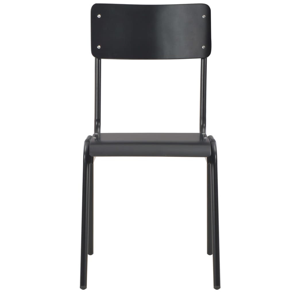 vidaXL Valgomojo kėdės, 4 vnt., juodos, faneros masyvas ir plienas