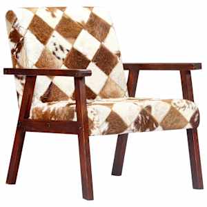 Fotelj iz pravega kozjega usnja bel in rjav