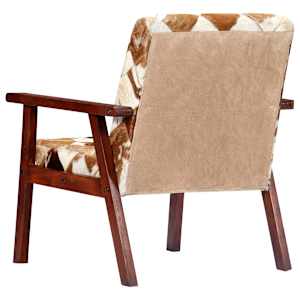 Křeslo bílo-hnědé pravá kozí kůže - obrázek 5