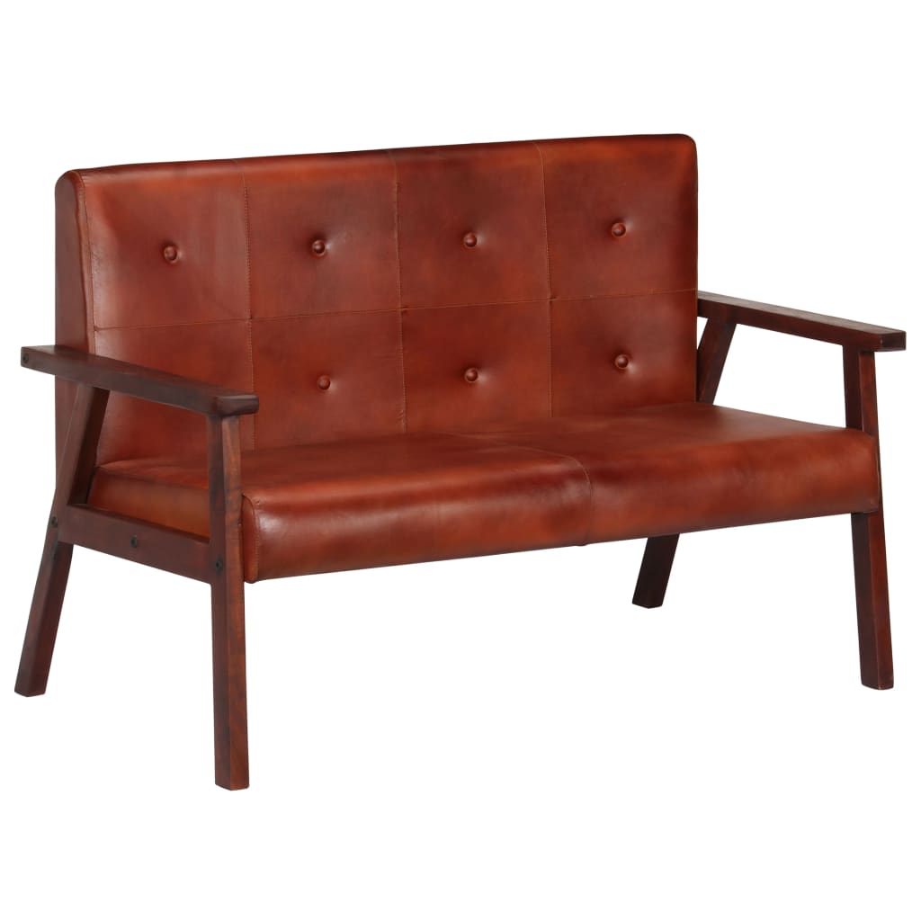 Canapea cu 2 locuri, maro, piele naturală