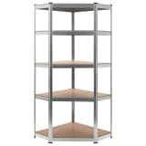 vidaXL Storage Shelf Silver 29.5"x29.5"x70.9" Steel and MDF
