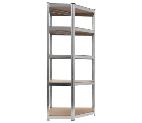 vidaXL 5-Layer Corner Shelf Silver Steel&Engineered Wood