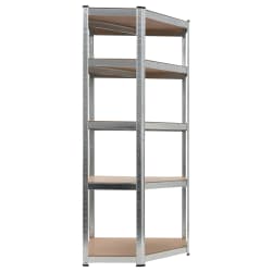 vidaXL 5-Layer Corner Shelf Silver Steel&Engineered Wood