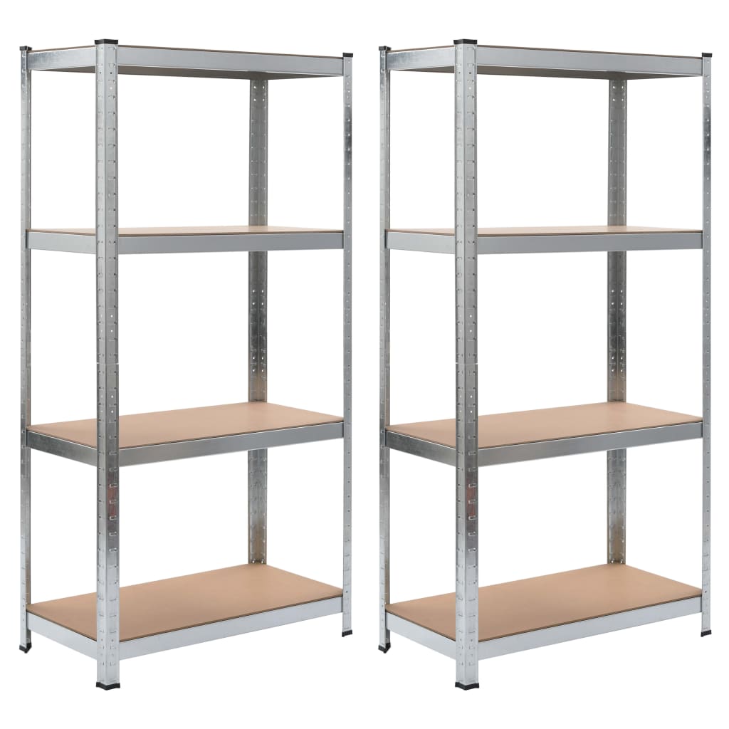 Image of vidaXL Storage Shelves 2 pcs Silver 80x40x160 cm Steel and MDF
