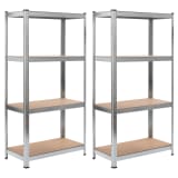 vidaXL Storage Shelves 2 pcs Silver 31.5"x15.7"x63" Steel and MDF