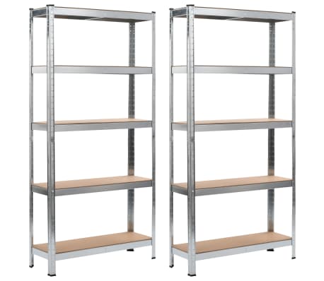 vidaXL Lagerregale 2 Stk. Silbern 90 x 30 x 180 cm Stahl und MDF im