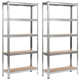 vidaXL opbevaringsreoler 2 stk. 90 x 30 x 180 cm cm stål og MDF sølv