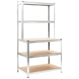 vidaXL Storage Shelf Silver 29.4"x23.6"x70.9" Steel and MDF