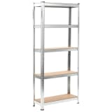 vidaXL Storage Shelf Silver 29.5"x11.8"x67.7" Steel and MDF