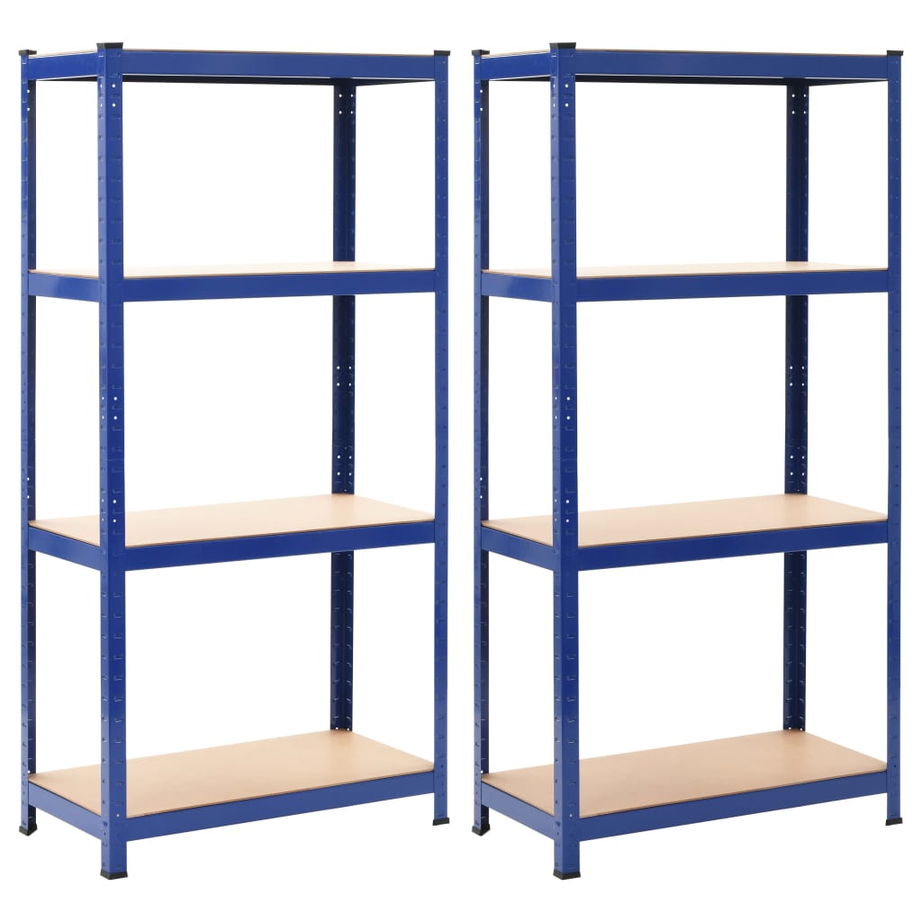 Image of vidaXL Storage Shelves 2 pcs Blue 80x40x160 cm Steel and MDF