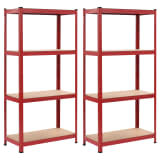 vidaXL Skladové regály 2 ks červené 80 x 40 x 160 cm ocel a MDF