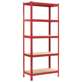 vidaXL Scaffale Rosso 80x40x180 cm Acciaio e MDF