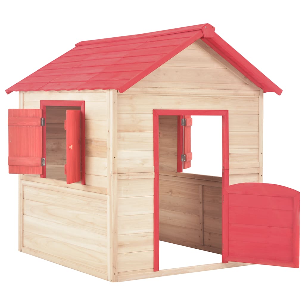 Maison De Jeu Pour Enfants Bois De Sapin Rouge VidaXL 12 width=274