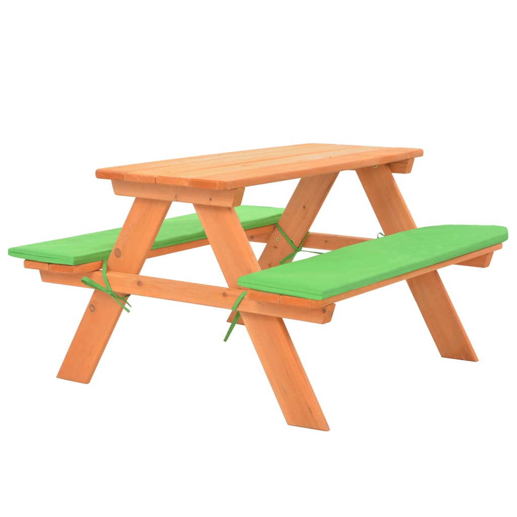 8: vidaXL picnicbord med bænke til børn 89 x 79 x 50 cm massivt grantræ