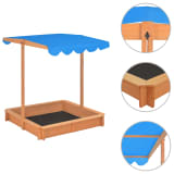 vidaXL Bac à sable avec toit ouvrant Bois Bleu UV50