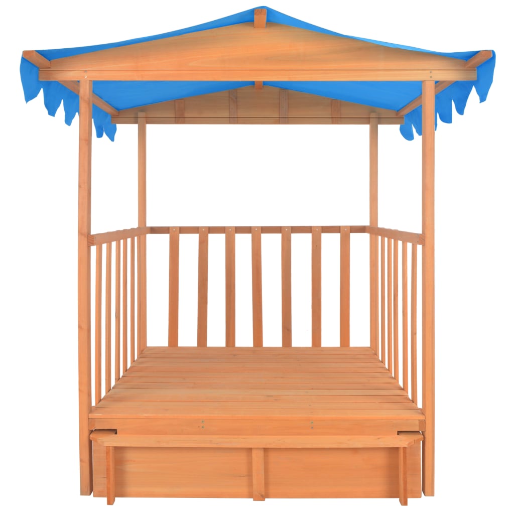 Dětský domeček s pískovištěm jedlové dřevo modrý UV50