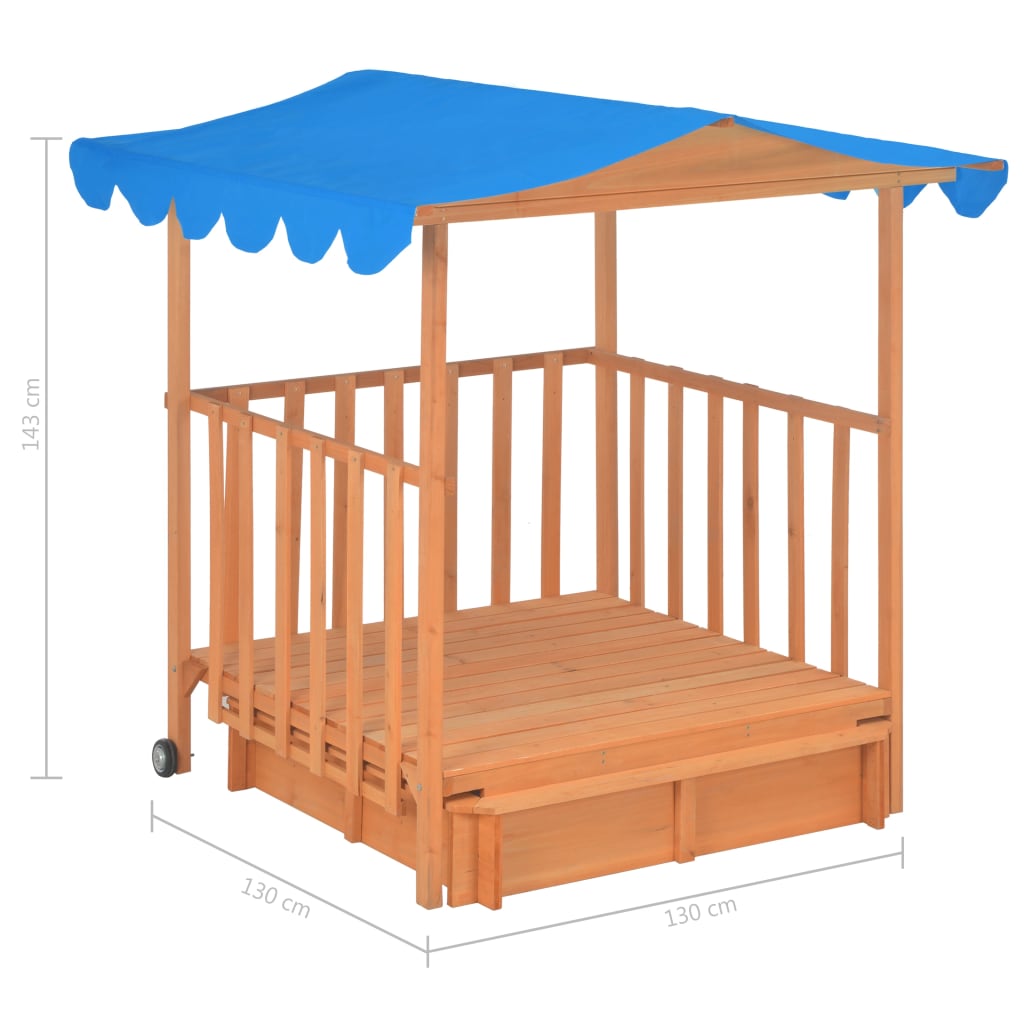 Kék fenyőfa gyermekjátszóház homokozóval UV50 