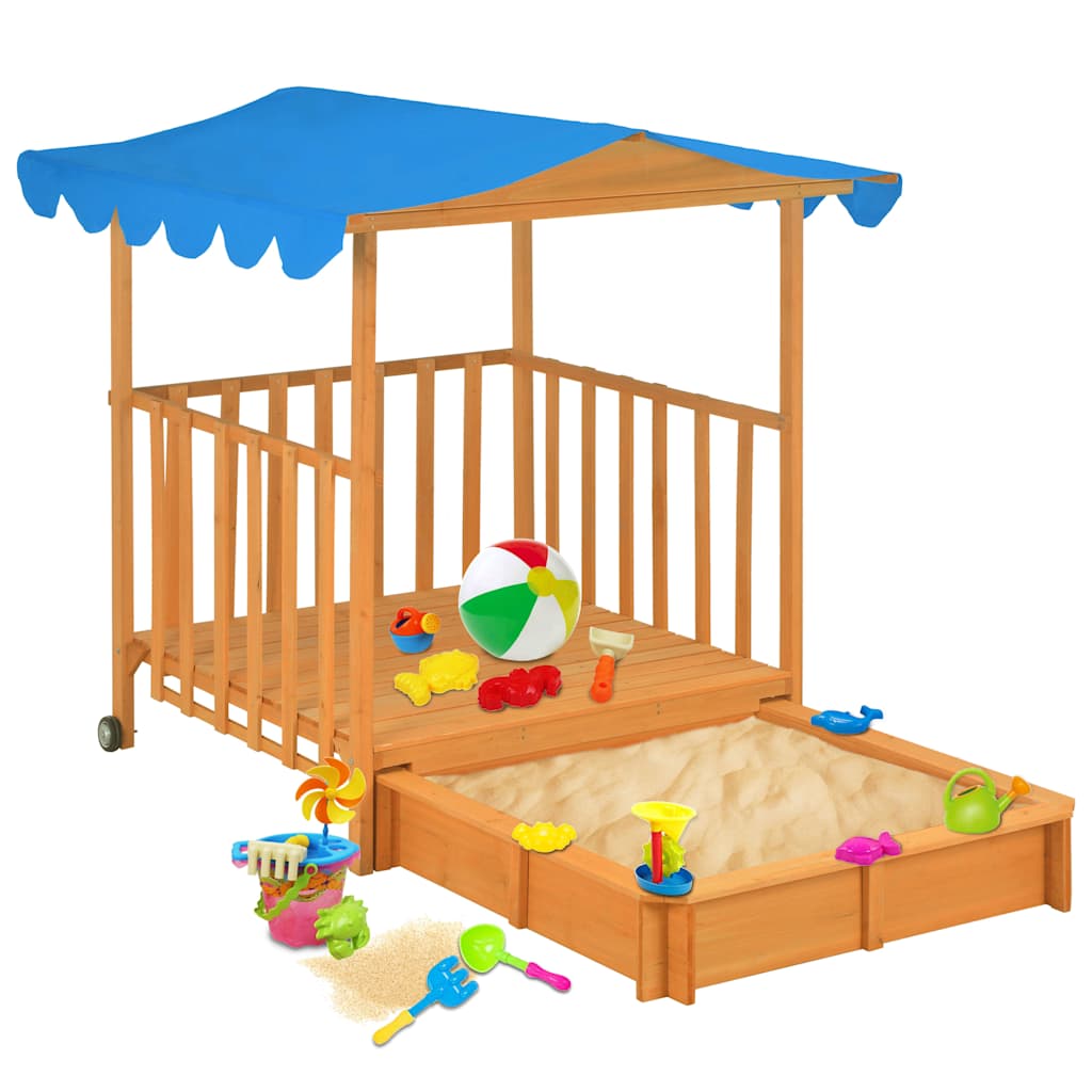 vidaXL Kinderspielhaus mit Sandkasten Tannenholz Blau UV50