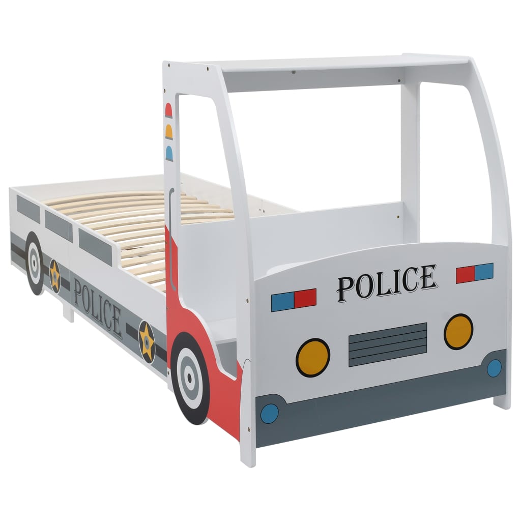 vidaXL Pat de copii cu birou tip mașină de poliție, 90×200 cm vidaXL