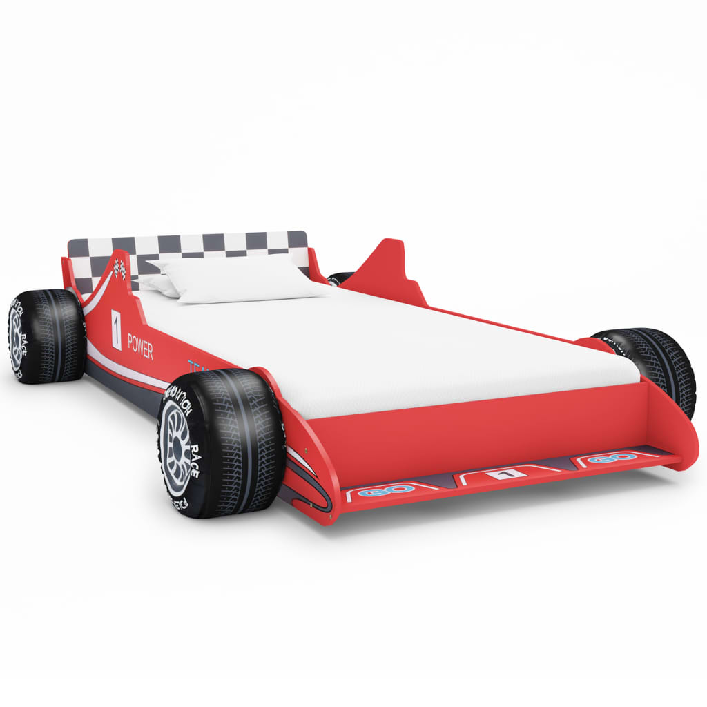 vidaXL Pat pentru copii mașină de curse, roșu, 90 x 200 cm vidaxl.ro