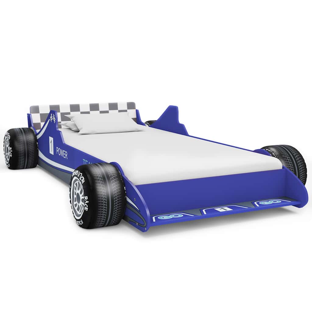 vidaXL Lastensänky kilpa-auto 90x200 cm sininen