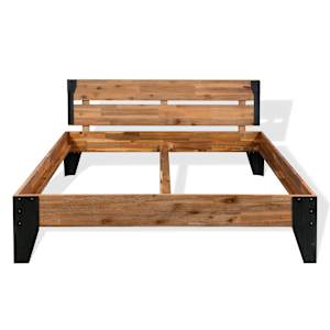 vidaXL Bedframe massief acaciahout en staal 193x203 cm