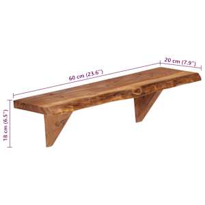 Nástěnné police 2 ks 60 x 20 x 18 cm masivní akáciové dřevo - obrázek 11
