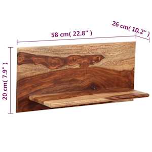 Nástěnné police 2 ks 58 x 26 x 20 cm masivní akáciové dřevo - obrázek 7
