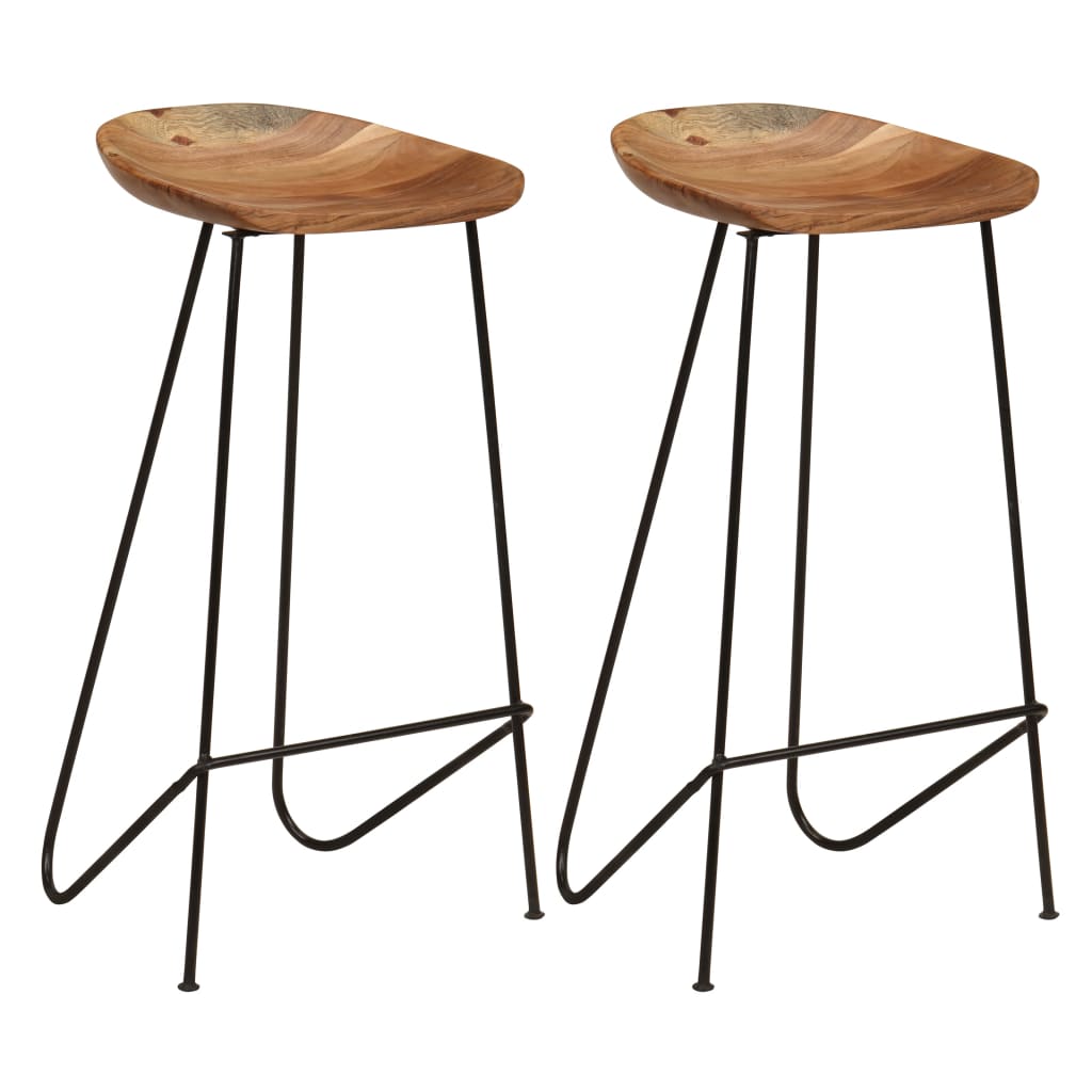 vidaXL Tabourets de bar 2 pcs Bois d'acacia massif