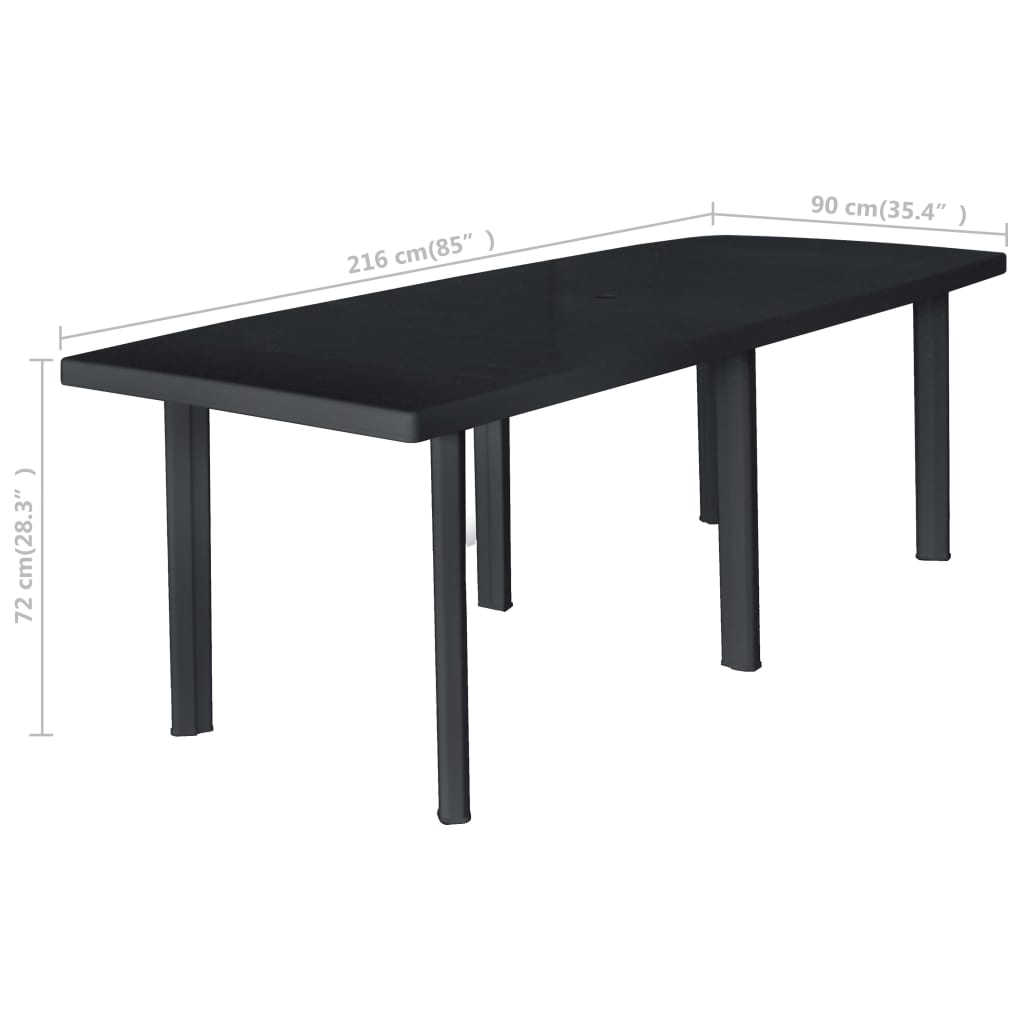  Záhradný stôl antracitový 216x90x72 cm plastový