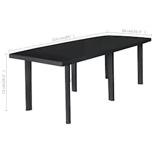 Zahradní stůl antracitový 216 x 90 x 72 cm plastový - obrázek 5