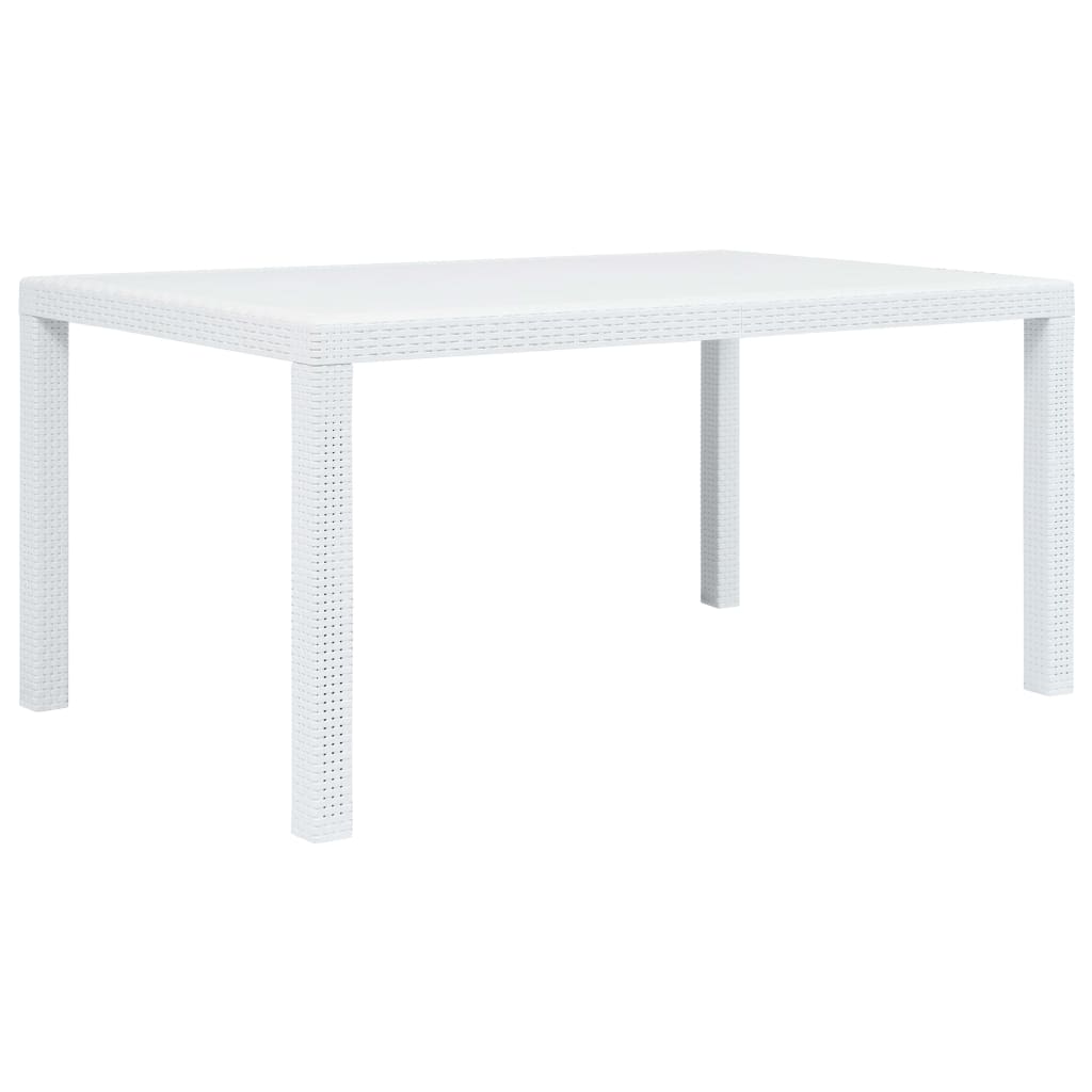 Fehér rattan hatású műanyag kerti asztal 150 x 90 x 72 cm 