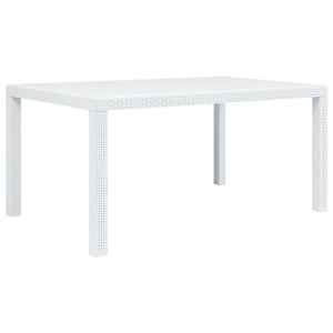 Zahradní stůl bílý 150x90x72 cm plast ratanový vzhled - obrázek 1