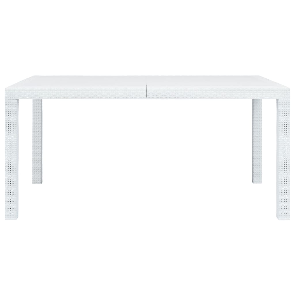 Fehér rattan hatású műanyag kerti asztal 150 x 90 x 72 cm 