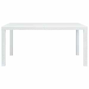 Zahradní stůl bílý 150x90x72 cm plast ratanový vzhled - obrázek 2