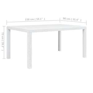 Zahradní stůl bílý 150x90x72 cm plast ratanový vzhled - obrázek 5