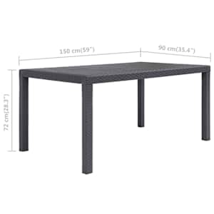Zahradní stůl hnědý 150 x 90 x 72 cm plastový ratanový vzhled - obrázek 5