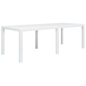 Zahradní stůl bílý 220 x 90 x 72 cm plast ratanový vzhled - obrázek 1