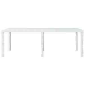 Zahradní stůl bílý 220 x 90 x 72 cm plast ratanový vzhled - obrázek 2