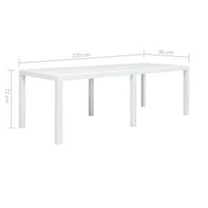 Zahradní stůl bílý 220 x 90 x 72 cm plast ratanový vzhled - obrázek 5
